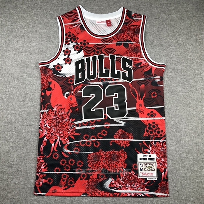 Camiseta Chicago Bulls Michael Jordan #23 Mitchell & Ness Lunar New Year Rojo